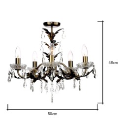 Paisley Flush Chandelier, Antique Brass - thumbnail 8