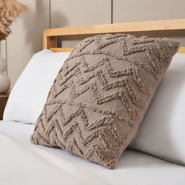 Tufted Zig Zag Cushion, Grey - image 1