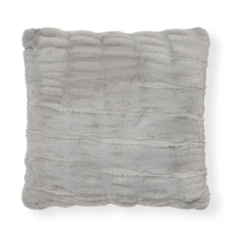 Ruched Faux Fur Cushion, Grey - thumbnail 3