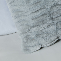 Ruched Faux Fur Cushion, Grey - thumbnail 4