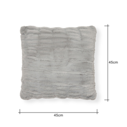 Ruched Faux Fur Cushion, Grey - thumbnail 5
