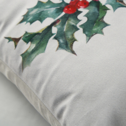 Christmas Holly Print Cushion, Natural - thumbnail 4