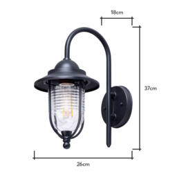 Walker Outdoor Fishermans Style Wall Light, Black - thumbnail 7