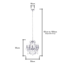 Annalee 5 Light Large Chandelier, Chrome - thumbnail 7