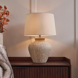Flora Stone Effect Table Lamp, Natural - thumbnail 4