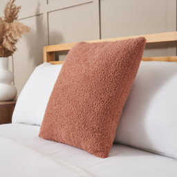 Really Soft Teddy Bear Fleece Cushion, Clay - thumbnail 1
