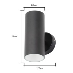 Grant Outdoor Up & Down LED Wall Light, Black - thumbnail 8
