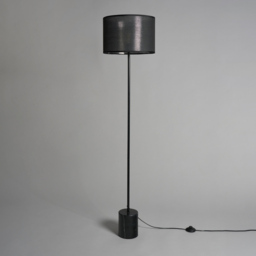 Oliver Marble Base Floor Lamp with Shade, Black - thumbnail 5