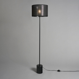 Oliver Marble Base Floor Lamp with Shade, Black - thumbnail 4