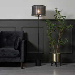 Oliver Marble Base Floor Lamp with Shade, Black - thumbnail 3