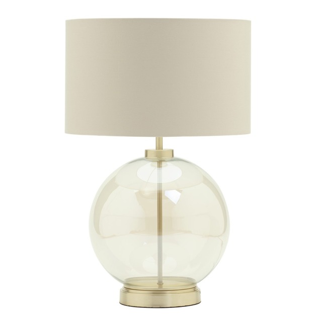 Metro Clear Glass Sphere Table Lamp, Satin Brass and Champagne - image 1