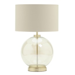 Metro Clear Glass Sphere Table Lamp, Satin Brass and Champagne - thumbnail 1