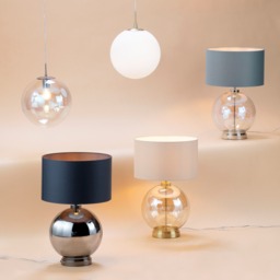 Metro Clear Glass Sphere Table Lamp, Satin Brass and Champagne - thumbnail 8