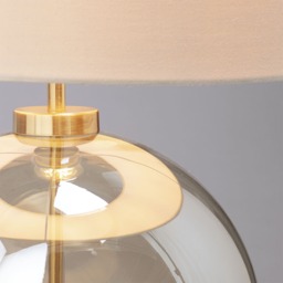 Metro Clear Glass Sphere Table Lamp, Satin Brass and Champagne - thumbnail 6