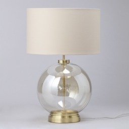 Metro Clear Glass Sphere Table Lamp, Satin Brass and Champagne - thumbnail 5
