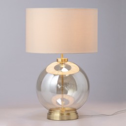 Metro Clear Glass Sphere Table Lamp, Satin Brass and Champagne - thumbnail 4