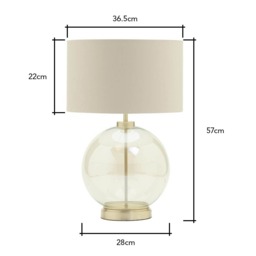 Metro Clear Glass Sphere Table Lamp, Satin Brass and Champagne - thumbnail 9