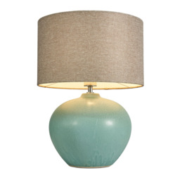 Polly Reactive Glaze Ceramic Table Lamp, Green - thumbnail 1