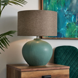 Polly Reactive Glaze Ceramic Table Lamp, Green - thumbnail 3
