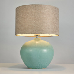 Polly Reactive Glaze Ceramic Table Lamp, Green - thumbnail 4