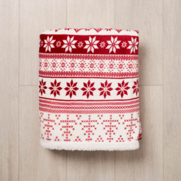 Christmas Fairisle Throw with Sherpa Back, Red - thumbnail 6