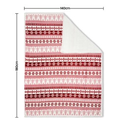 Christmas Fairisle Throw with Sherpa Back, Red - thumbnail 7