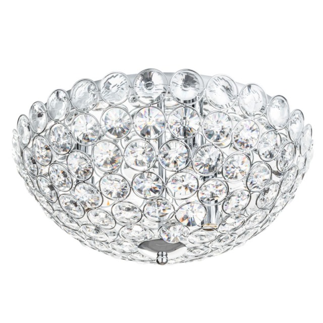 Ava Flush Ceiling Light, Chrome and Clear - image 1