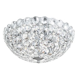 Ava Flush Ceiling Light, Chrome and Clear