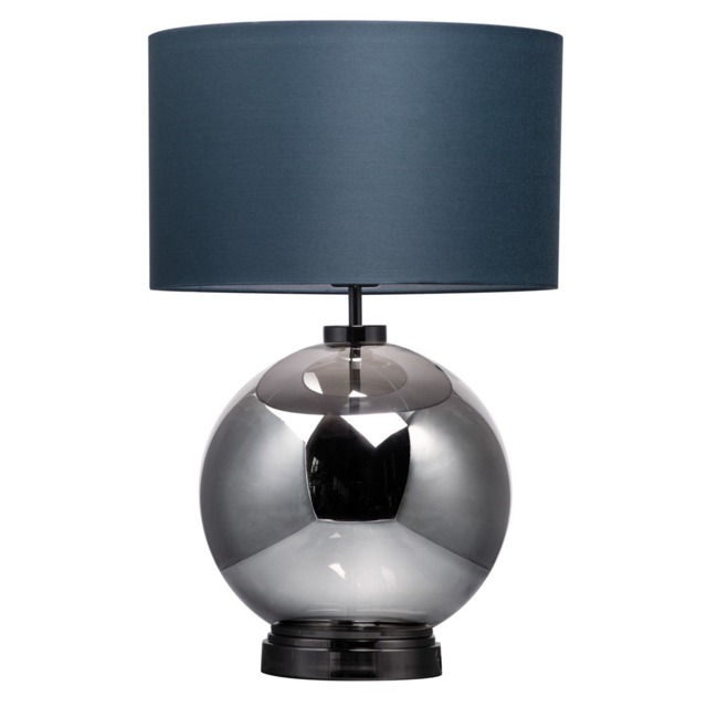 Metro Smoke Glass Sphere Table Lamp, Black Nickel and Dark Grey - image 1