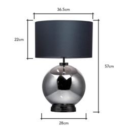 Metro Smoke Glass Sphere Table Lamp, Black Nickel and Dark Grey - thumbnail 9