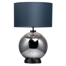 Metro Smoke Glass Sphere Table Lamp, Black Nickel and Dark Grey - thumbnail 1