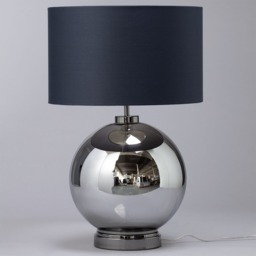 Metro Smoke Glass Sphere Table Lamp, Black Nickel and Dark Grey - thumbnail 5