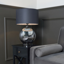 Metro Smoke Glass Sphere Table Lamp, Black Nickel and Dark Grey - thumbnail 3