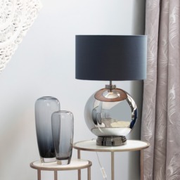 Metro Smoke Glass Sphere Table Lamp, Black Nickel and Dark Grey - thumbnail 7