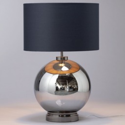 Metro Smoke Glass Sphere Table Lamp, Black Nickel and Dark Grey - thumbnail 4