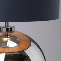 Metro Smoke Glass Sphere Table Lamp, Black Nickel and Dark Grey - thumbnail 6