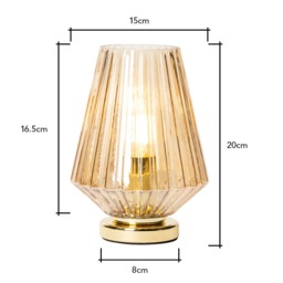 Poplar Small Vessel Table Lamp with Champagne Shade, Brass - thumbnail 9