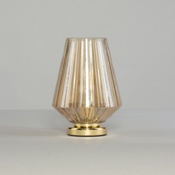 Poplar Small Vessel Table Lamp with Champagne Shade, Brass - thumbnail 6