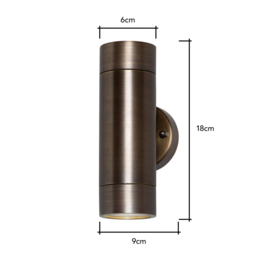 Bruce Solid Brass Outdoor Up & Down Wall Light, Antique Bronze - thumbnail 8