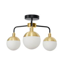 Sadie Bathroom Semi Flush Ceiling Light, Black and Brass - thumbnail 7