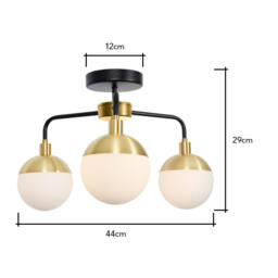Sadie Bathroom Semi Flush Ceiling Light, Black and Brass - thumbnail 9
