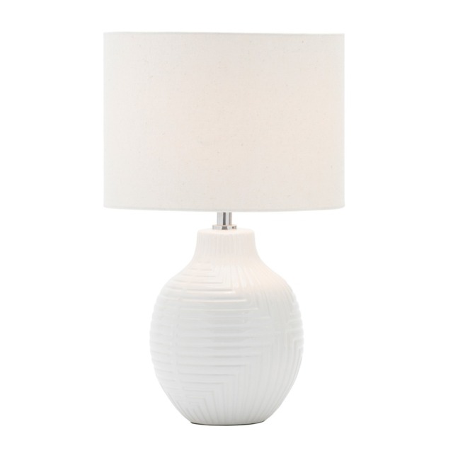 Gus Embossed Ceramic Table Lamp, White - image 1