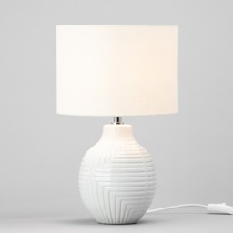 Gus Embossed Ceramic Table Lamp, White - thumbnail 4