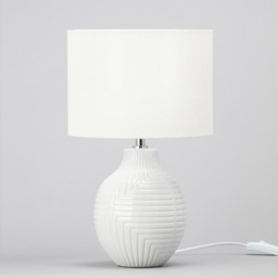 Gus Embossed Ceramic Table Lamp, White - thumbnail 5