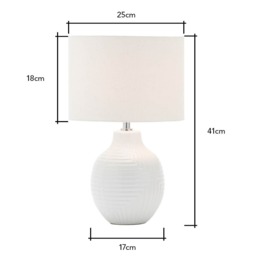 Gus Embossed Ceramic Table Lamp, White - thumbnail 8