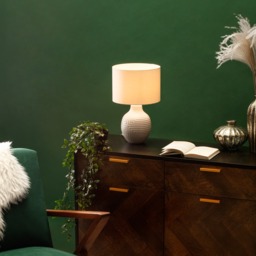 Gus Embossed Ceramic Table Lamp, White - thumbnail 7