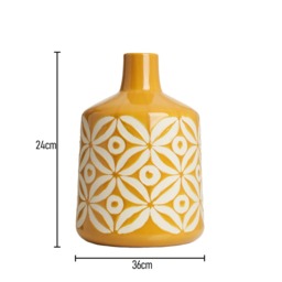 Large Petal Patterned Ceramic Vase, Ochre - thumbnail 6