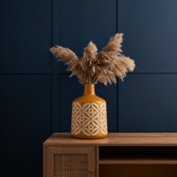 Large Petal Patterned Ceramic Vase, Ochre - thumbnail 3