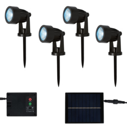 Claude RGB LED Outdoor Solar Garden Spike Light Kit, Black