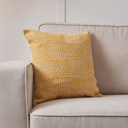 Cross Check Jacquard Cushion, Yellow - thumbnail 5
